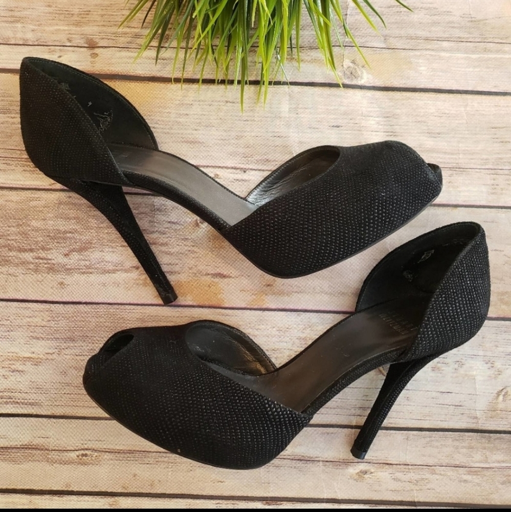 Stuart Weitzman Black Leather Pump Heel Size 7.5